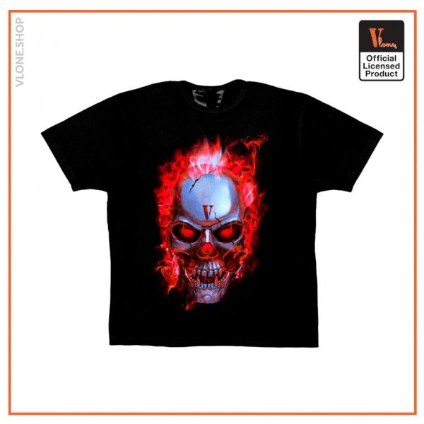 Skully Red Flame T Shirt Black Front 937x937 1 - Vlone Shirt