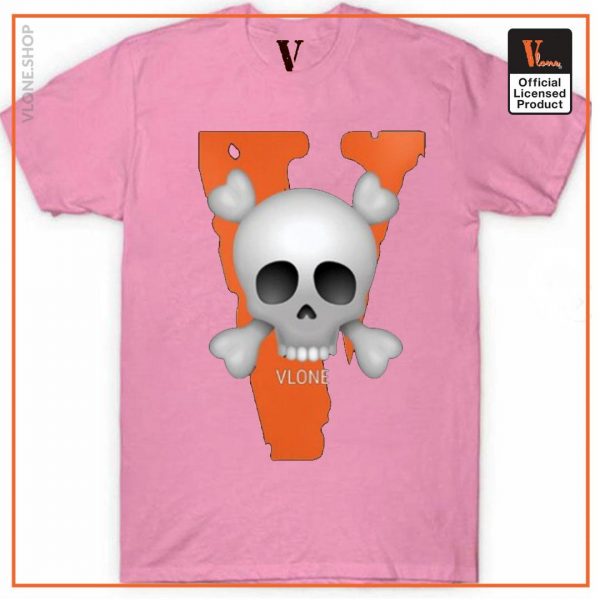 Vlone Big V With Skull T Shirt Pink - Vlone Shirt