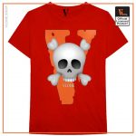 Vlone Big V With Skull T Shirt Red - Vlone Shirt