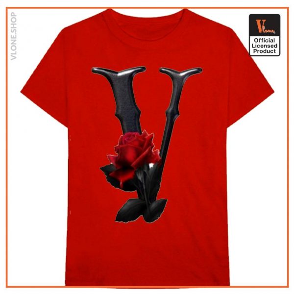 Vlone Black Red Flower T Shirt 7 - Vlone Shirt