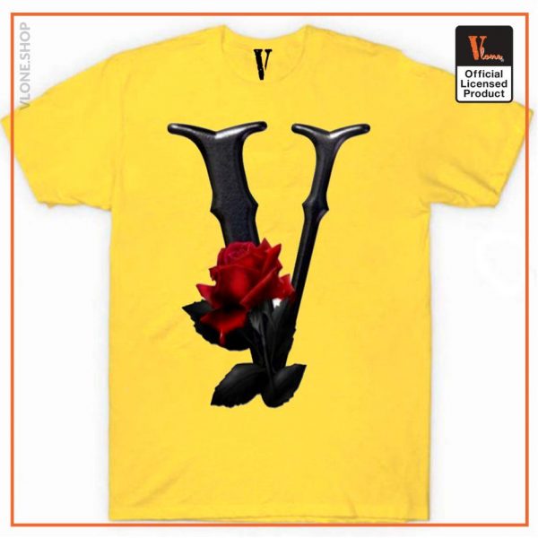 Vlone Black Red Flower T Shirt 9 - Vlone Shirt
