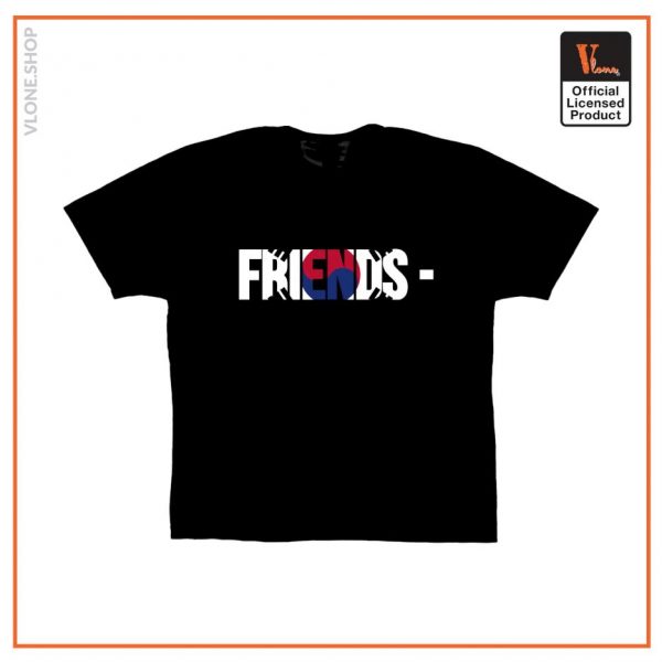 Vlone FRIENDS KOR Flag Printed Exclusive Black T Shirt Front 937x937 1 - Vlone Shirt