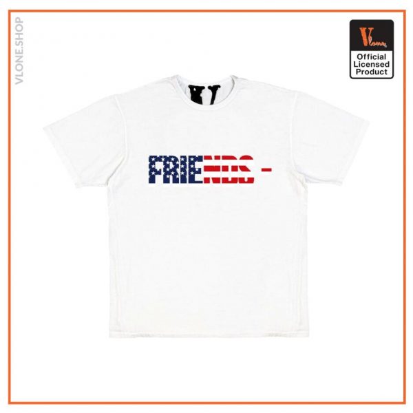 Vlone FRIENDS USA Flag Printed Exclusive White T Shirt Front 937x937 1 - Vlone Shirt