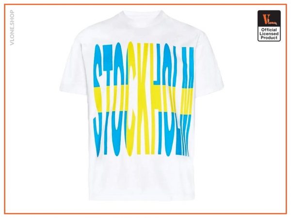 Vlone x AWGE x AAP Rocky Stockholm White T Shirt Front - Vlone Shirt