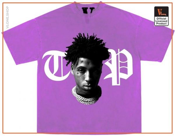 YoungBoy NBA x Vlone Peace Hardly Purple Tee Front - Vlone Shirt