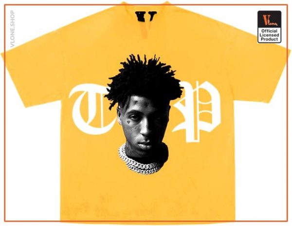 YoungBoy NBA x Vlone Peace Hardly Yellow Tee Front - Vlone Shirt