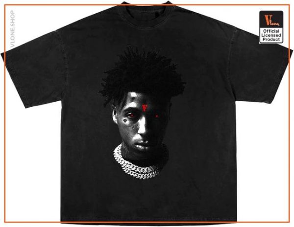 YoungBoy NBA x Vlone Reapers Child Black Tee Front - Vlone Shirt